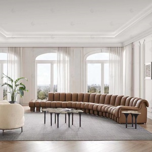 โซฟาสไตล์โมเดิร์น,โซฟาหนังทรงโค้งรูปตัวยูสำหรับห้องนั่งเล่นดีไซน์ใหม่หรูหรา - Product Image 2