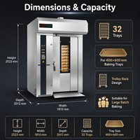 Four rotatif à 32 plateaux, four à air chaud commercial, électrique/diesel/gaz, 3200W, garantie 1 an, four de boulangerie pour pain et pâtisserie