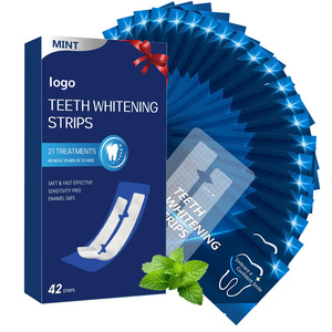 Tiras blanqueadoras de dientes con sabor a menta, 42 tiras para adultos, blanquean, eliminan manchas y refrescan el aliento. - Product Image 1