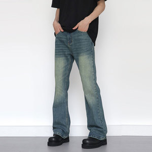 Jean évasé ample dégradé vert-bleu pour <span class=keywords><strong>homme</strong></span> – Pantalon en denim ample style vintage décontracté coupe <span class=keywords><strong>bootcut</strong></span> streetwear pour <span class=keywords><strong>homme</strong></span> - Product Image 3