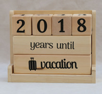 Calendrier perpétuel vintage en bois, calendrier de bureau élégant et éternel, design à blocs à retourner |   Parfait pour la maison ou le bureau