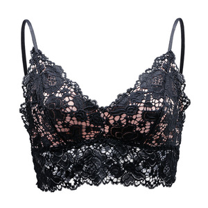 Sujetador de encaje con estampado sexy y transpirable sin aros para mujer, con tirantes ajustables y copas triangulares delgadas - Product Image 5
