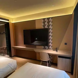 ชุดห้องนอนไม้คู่ราคาประหยัด ทนทาน เหมาะสำหรับโรงแรม อพาร์ตเมนต์สตูดิโอ เฟอร์นิเจอร์เชิงพาณิชย์สมัยใหม่ โต๊ะทำงาน - Product Image 4