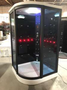 Prix usine noir <span class=keywords><strong>90x90</strong></span> porte coulissante verre Transparent Massage salle de <span class=keywords><strong>douche</strong></span> cabines à vapeur avec cadre brossé pour hôtels - Product Image 5