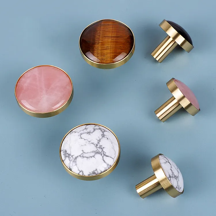 Modern Brushed Brass Drawer Knobs accessories furniture handle cabinet dresser drawer door knobs Decorative brass marble knob