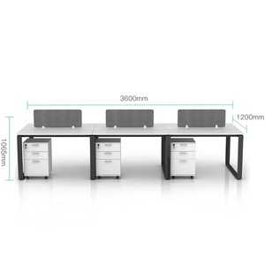 Modern 4-Person Modular Office Computer <b>Desk</b> Solid Wood Cubical PC Cubicle Partition <b>Workstation</b> Extendable Features - Product Image 5