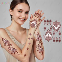 Kit de tatouage au henné brun blanc pour femmes et filles DIY motif de dentelle temporaire faux tatouages sur le corps visage bras jambes imprimé sur papier