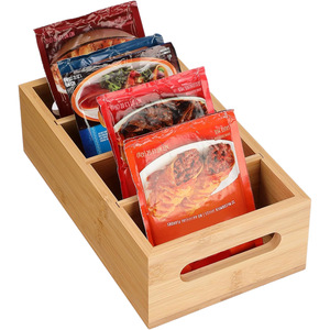 Bamboo Spice Packet Storage <b>Box</b> Rectangle Desktop Organizer With Compartments Handmade Solid <b>Wood</b> - Product Image 5