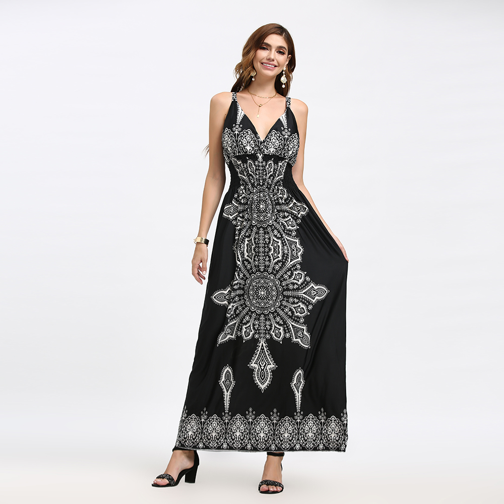 2021 Новое летнее женское платье с низким вырезом на спине, богемное пляжное платье, модная женская одежда керамический цветочный vestidos ретро элегантные женские модельные туфли