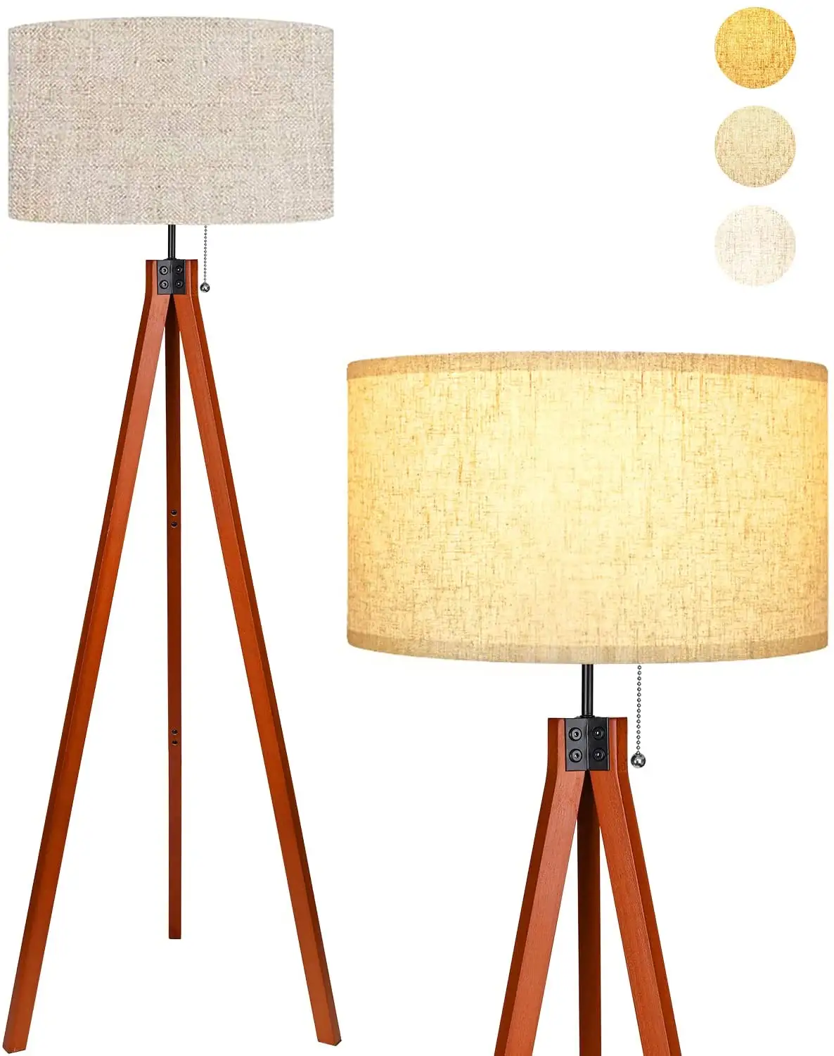 Led Nordic Tripod Lighting Floor Stand Lamps for Living Room Mid Century Standing Lamp with Real Wood