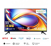 TV Pintar Android QLED 4K UHD Tanpa Bingkai 50 55 65 75 85 98 Inci, TV LED Tanpa Batas OEM ODM Grosir Kustom