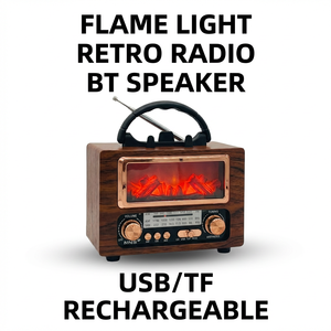 <span class=keywords><strong>Radio</strong></span> rétro ELETREE NS-901BT avec haut-parleur, Bluetooth, USB, TF, FM, AM, SW, <span class=keywords><strong>radio</strong></span> portable en bois, lumière LED effet flamme - Product Image 1