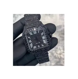 Most Demanding Men Iced Out Black Diamond Wrist Watch for Promotion Business School and Office Wear from India