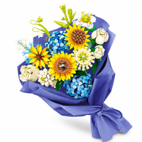 Ensemble de blocs de construction de bouquets de fleurs personnalisés OEM DIY, modèle d'affichage floral coloré, jouet éducatif, cadeau, décoration, vente en gros JJ9196 B2