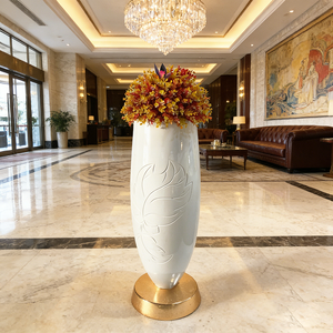 Ensemble de 3 vases en verre mosaïque argenté scintillant - Décoration cylindrique haute pour <span class=keywords><strong>couloir</strong></span> d'hôtel et espace commercial - Product Image 3