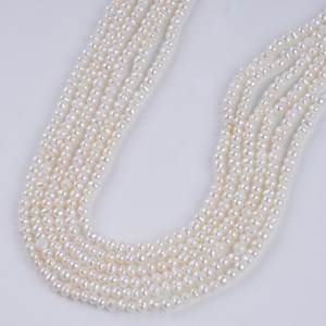 Collar de Perlas de Agua Dulce Naturales Blancas de Zhuji de 3.5-4 mm, Cuentas Sueltas para Hacer Joyería con Perlas de Imitación al por Mayor - Product Image 3