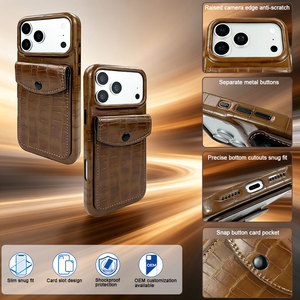 Coque de téléphone <span class=keywords><strong>en</strong></span> PU orientée vers le monde des affaires avec boutons métalliques indépendants, découpes précises et design antichoc amortissant pour iPhone 17 Pro Max - Product Image 1