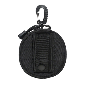 DF22 <b>Khaki</b> Round Storage Bag With Carabiner Hook Portable Oxford Cloth Pouch For Outdoor Use - Product Image 3