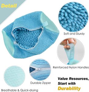 Sac de lavage pour chaussures réutilisable et durable avec fermeture éclair, sac de lavage en peluche pour chaussures et baskets - Product Image 3
