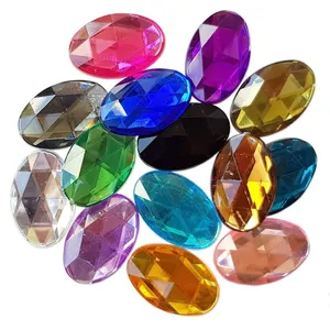 Diamantes de imitación acrílicos ovalados de 13x18, piedras traseras planas sin fijación térmica para decoración de <span class=keywords><strong>uñas</strong></span> y strass, gemas acrílicas de gran venta - Product Image 1