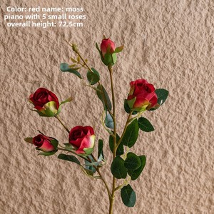 5-Head Retro Roasted Edge Rose Artificial <b>Silk</b> <b>Flower</b> Fire Roasted Rose Artificial <b>Flower</b> Table Decoration for Home Easter - Product Image 2