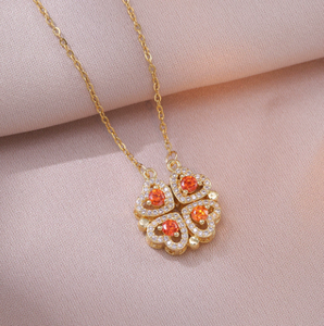 Collar <span class=keywords><strong>de</strong></span> Acero Inoxidable CAIOOCHE, Joyería <span class=keywords><strong>de</strong></span> Moda, Collar con Forma <span class=keywords><strong>de</strong></span> Corazón y Trébol <span class=keywords><strong>de</strong></span> Cuatro <span class=keywords><strong>Hojas</strong></span>, Collar con Circonitas <span class=keywords><strong>de</strong></span> Colores - Product Image 2