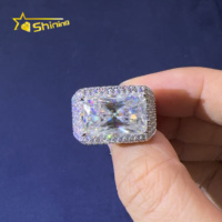 Nouveautés Bague Moissanite en Argent Massif S925, Pierre Principale Moissanite Forme Radiant 10*16mm, Style Hip Hop Luxe, Bijoux Éclatants