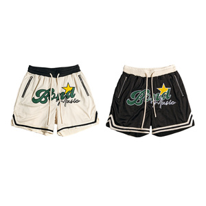 Pantalones Cortos Vibrantes con Letras Bordadas, Cinta Tejida, Logotipo Personalizado de Alta Calidad, Pedido de Pequeños Lotes Disponible para Ropa Deportiva Urbana - Product Image 1