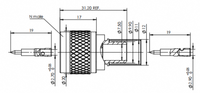 Connecteur mâle LWMC à sertir pour câble LMR400 et 1 mm², 2 broches, jusqu'à 6 GHz, VSWR 1.2 max.