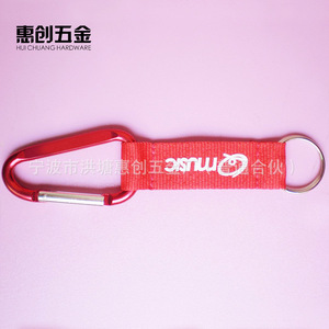 Hui Chuang Hardware Metal D Type Carabiner With Strap For Bags Outdoor Use - Product Image 1