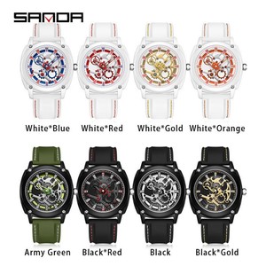 นาฬิกาควอตซ์ Sanda 3235 หน้าปัดเกียร์ดีไซน์สร้างสรรค์ สายซิลิโคนเท่ๆ กันน้ำ นาฬิกาข้อมือลำลองสำหรับนักเรียนและเล่นกีฬา - Product Image 6