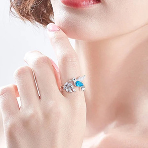 Anello Aperto a Forma di Foglia e Grano per Donne, Gioiello da Dito Carino e alla Moda - Product Image 2