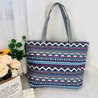 Tas Tote Wanita Motif Cetak Bahan Polyester Kapasitas Besar untuk Musim Semi, Gaya Street Fashion
