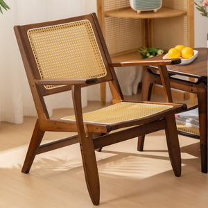 Sillón Individual de Madera Maciza Hecho a Mano, Estilo Wabi Sabi, Silla de Salón Minimalista, Silla de Descanso - Product Image 4