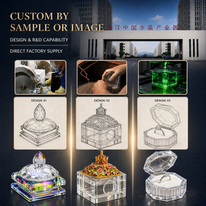 Small Bridge <strong>Crystal</strong> Ring Box Tapered Faceted Teardrop <strong>Knob</strong> Green Base K9 Glass Trinket Jar Model for Proposal Wedding - Product Image 6