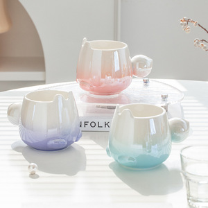 gradient pearlescent rabbit <b>ceramic</b> <b>mug</b> <b>ceramic</b> <b>mug</b> cute 14oz <b>ceramic</b> coffee <b>mug</b> wholesale - Product Image 1
