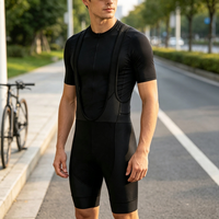 Cuissard de cyclisme tout noir à double flèche, respirant et à séchage rapide, avec logo personnalisable, grandes tailles