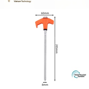 Piquets de tente avec poignées en plastique orange, clous de sol en spirale en acier inoxydable pour le camping en plein air, utilisables en toutes saisons - Product Image 5
