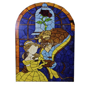 Muro Cortina de Vidrio Tintado de 5mm de Espesor, Estilo Europeo, Hecho a Mano, de Doble Cara, con Diseño de <span class=keywords><strong>Bella</strong></span> <span class=keywords><strong>y</strong></span> <span class=keywords><strong>Bestia</strong></span>, Estructura Sólida Personalizada - Product Image 1