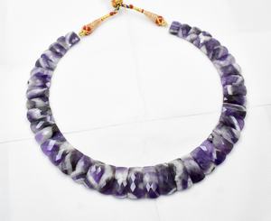 100% Chevron Améthyste Collier Ras Du Cou Mode Collier Perlé Style avec Mise En Page De Pierres Précieuses Conception Améthyste Mise En Page Collier - Product Image 4