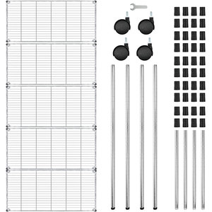 18 "w x 35" D x 70 "h אחסון מתכווננת כרום יחידת מדפה עם גלגלים - Product Image 2