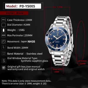 Reloj Deportivo de Lujo PAGANI Design 2024 de 41 mm para Hombre, Mecánico Automático, de Acero Inoxidable, con Cristal de Zafiro, Puntero Clásico Retro - Product Image 5