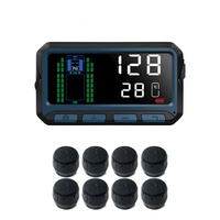 Digitales TPMS Reifendruckkontrollsystem 7 Alarmmodi Kabellos Solarbetrieben 2 Jahre Batterielaufzeit für Wohnmobile LKW Sattelschlepper CE FCC