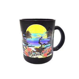 Taza de Café con Diseño de Palmeras y Atardecer Tropical en la Isla de Hawái, Taza de Café de Verano con Diseño de Club de Surf - Product Image 1