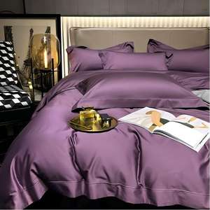 Ensemble de literie écologique, minimaliste moderne, adapté aux familles, hypoallergénique, 100% coton, 300 fils, <span class=keywords><strong>drap</strong></span> plat - Product Image 3