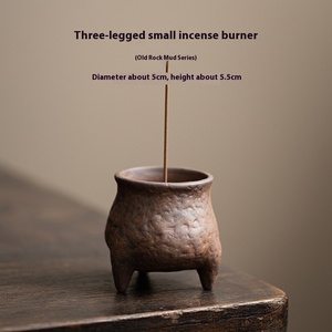 Vecchio fango di roccia a tre gambe Retro bruciatore di incenso piccolo diffusore di aromaterapia per Kung Fu Set da tè per interni decorazione Desktop incenso - Product Image 6