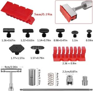 Extractor de abolladuras de aluminio tipo T con pestañas mejoradas - Plata/Negro/Rojo, herramienta universal para reparación de abolladuras de coches - Product Image 5