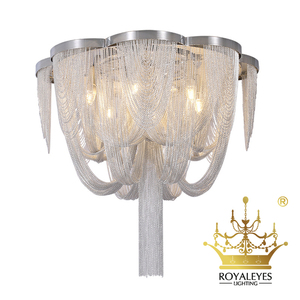 Đèn Chùm Dây Xích Sang Trọng Hiện Đại Đèn Chùm Led Dây Xích Mạ Crôm Gắn Trần Hình Tròn Đèn Treo Phòng Khách - Product Image 3