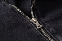 Vêtements d'hiver pour hommes personnalisés, veste en jean de moto à fermeture éclair, manteau de veste en jean noir décontracté avec ceinture et coupe cintrée