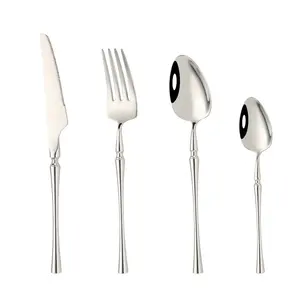4 pcs inox steel dinnerware serving vintage design reusable spoon knife fork kitchen silverware cutlery flatware set